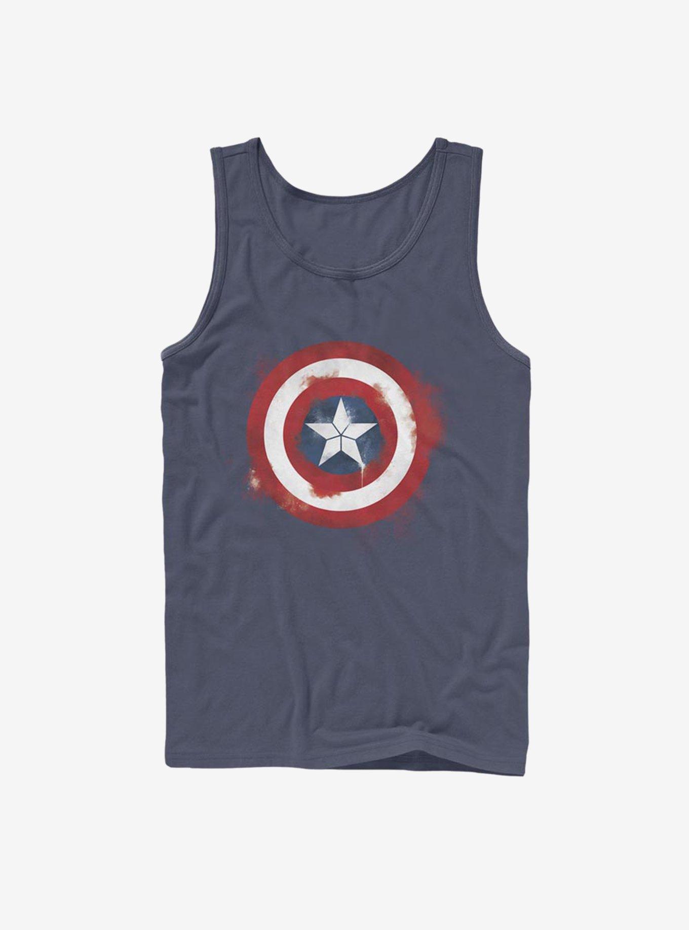 Marvel Captain America Spray Logo Tank, NAVY, hi-res