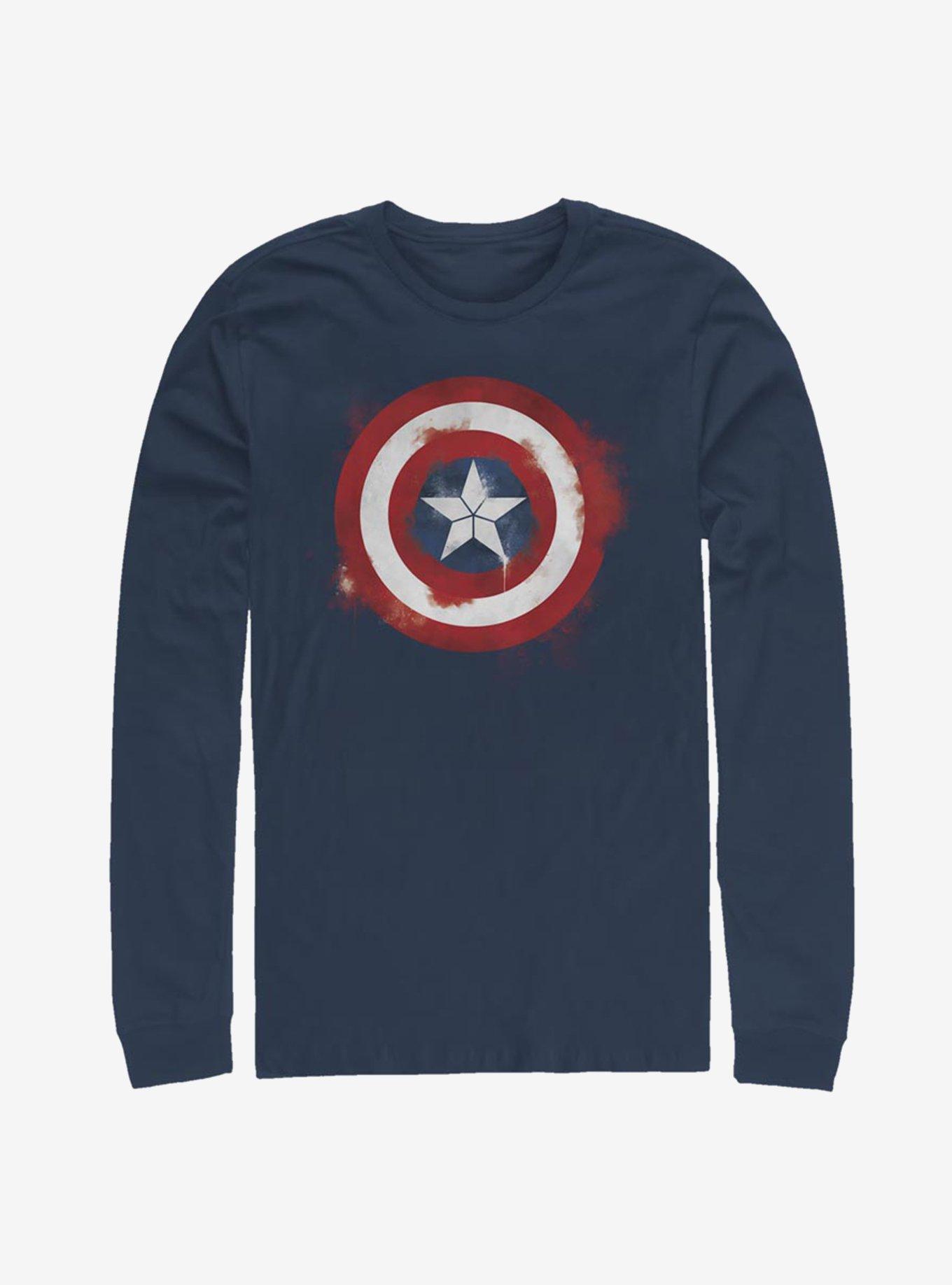 Marvel Captain America Spray Logo Long-Sleeve T-Shirt, NAVY, hi-res