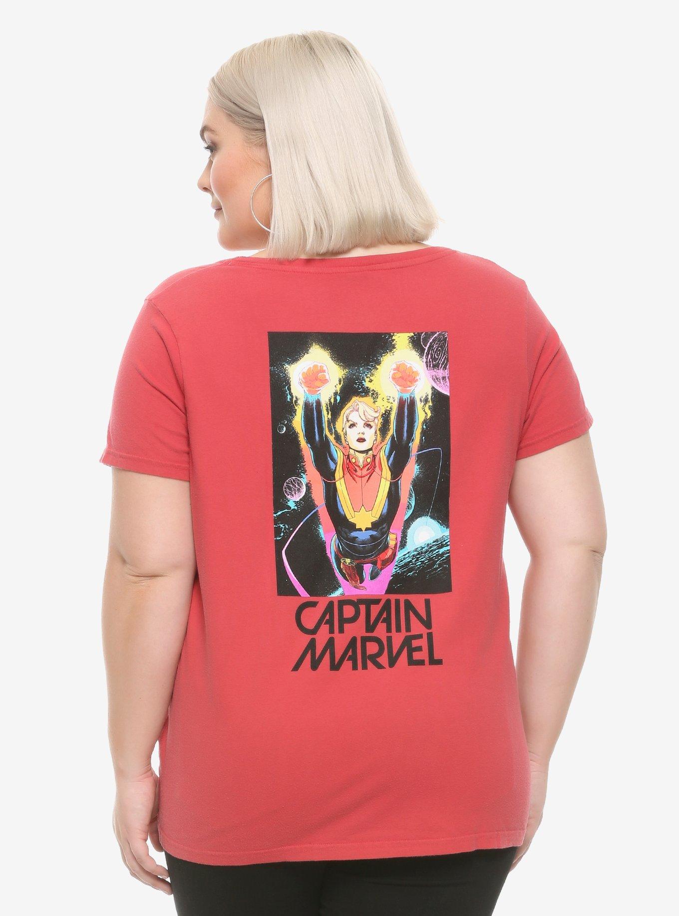 Marvel Captain Marvel Red Comic Flight Girls T-Shirt Plus Size, MULTI, hi-res