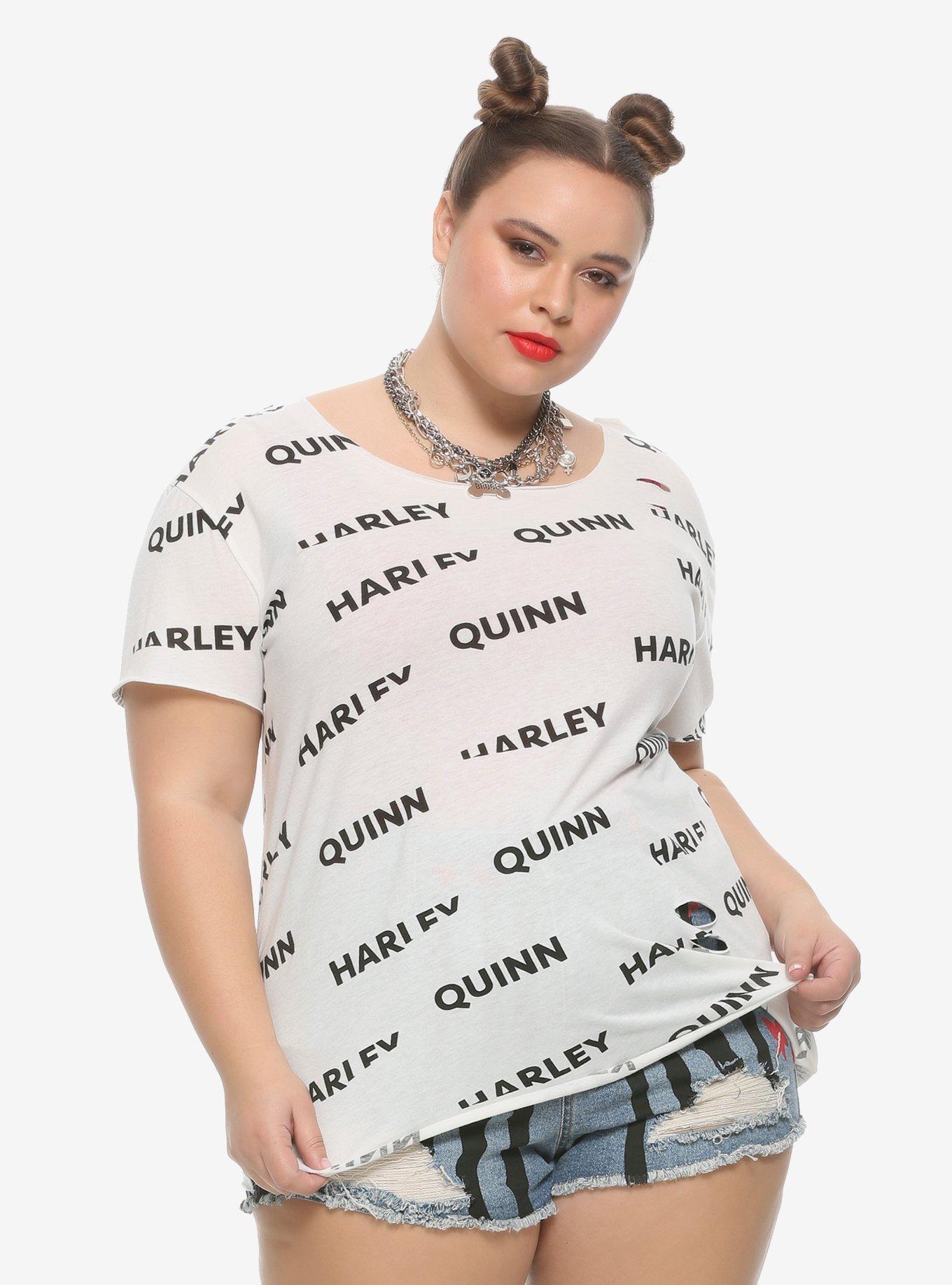 DC Comics Birds Of Prey Harley Quinn Destructed Cosplay Girls T-Shirt Plus Size, BLACK, hi-res