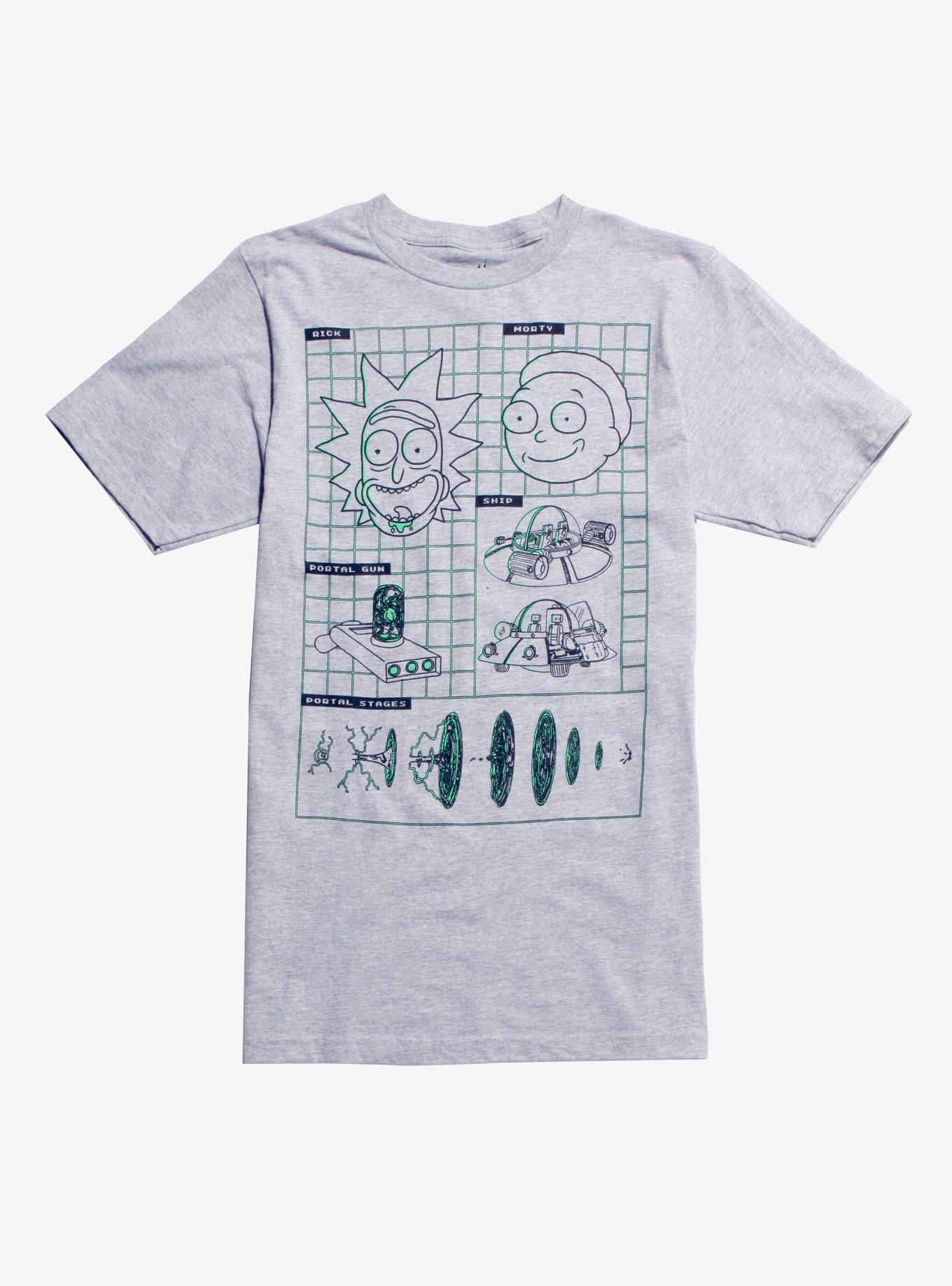 Rick And Morty Blueprint T-Shirt, GREY, hi-res