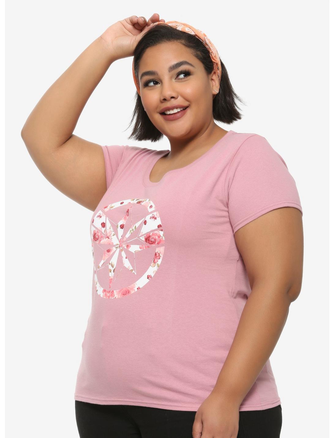 Marvel Captain Marvel Floral Logo Girls T-Shirt Plus Size, MULTI, hi-res