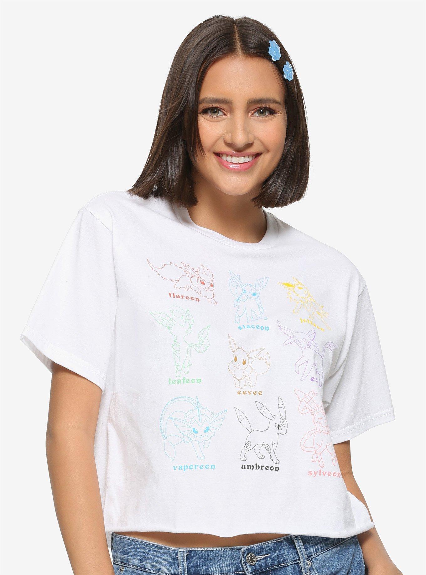 Pokemon Eeveelutions Chart Girls Crop T-Shirt, MULTI, hi-res