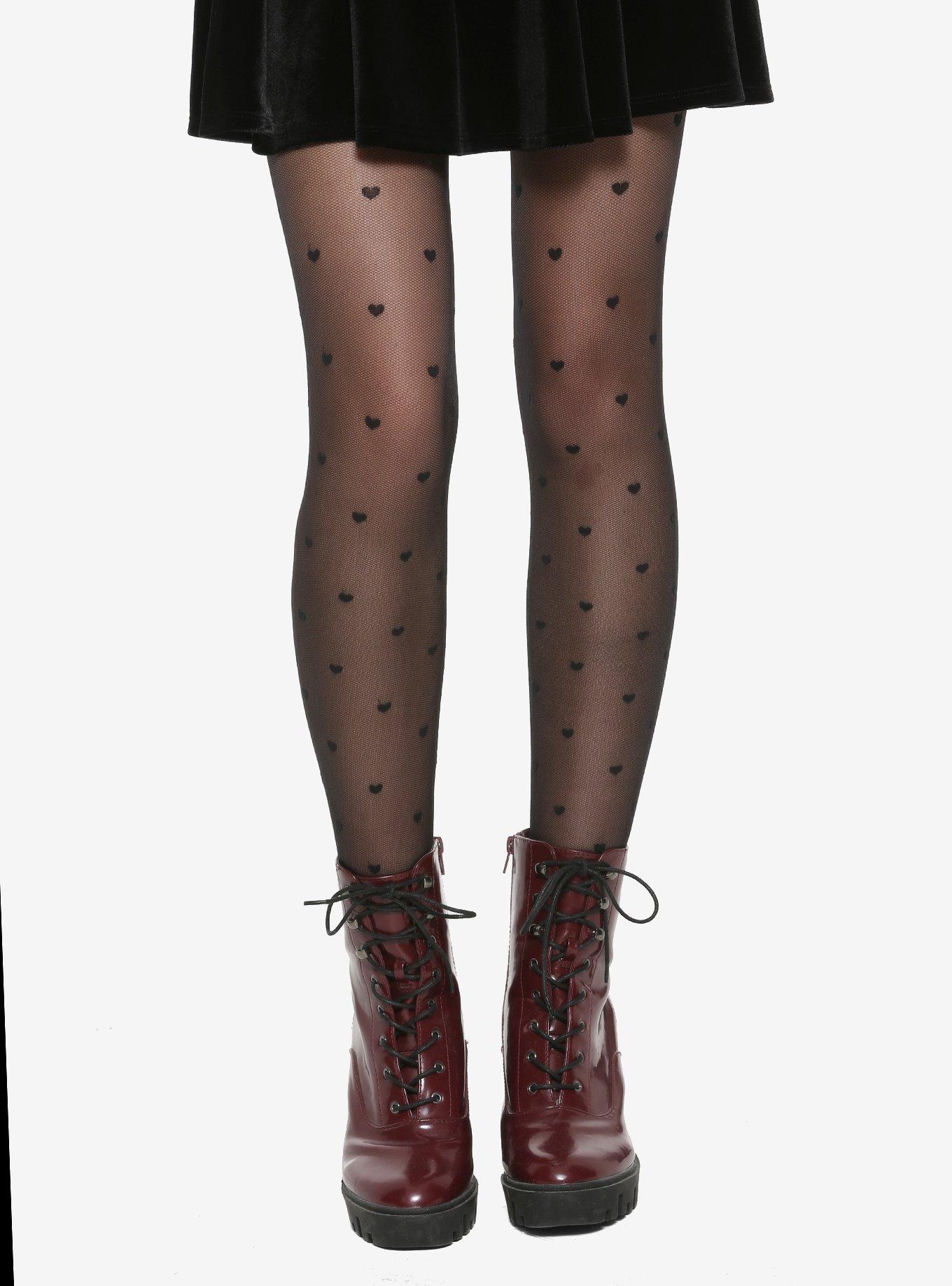 Hot Topic Blackheart Cat Faux Thigh High Tights BLACK at  Women's  Clothing store