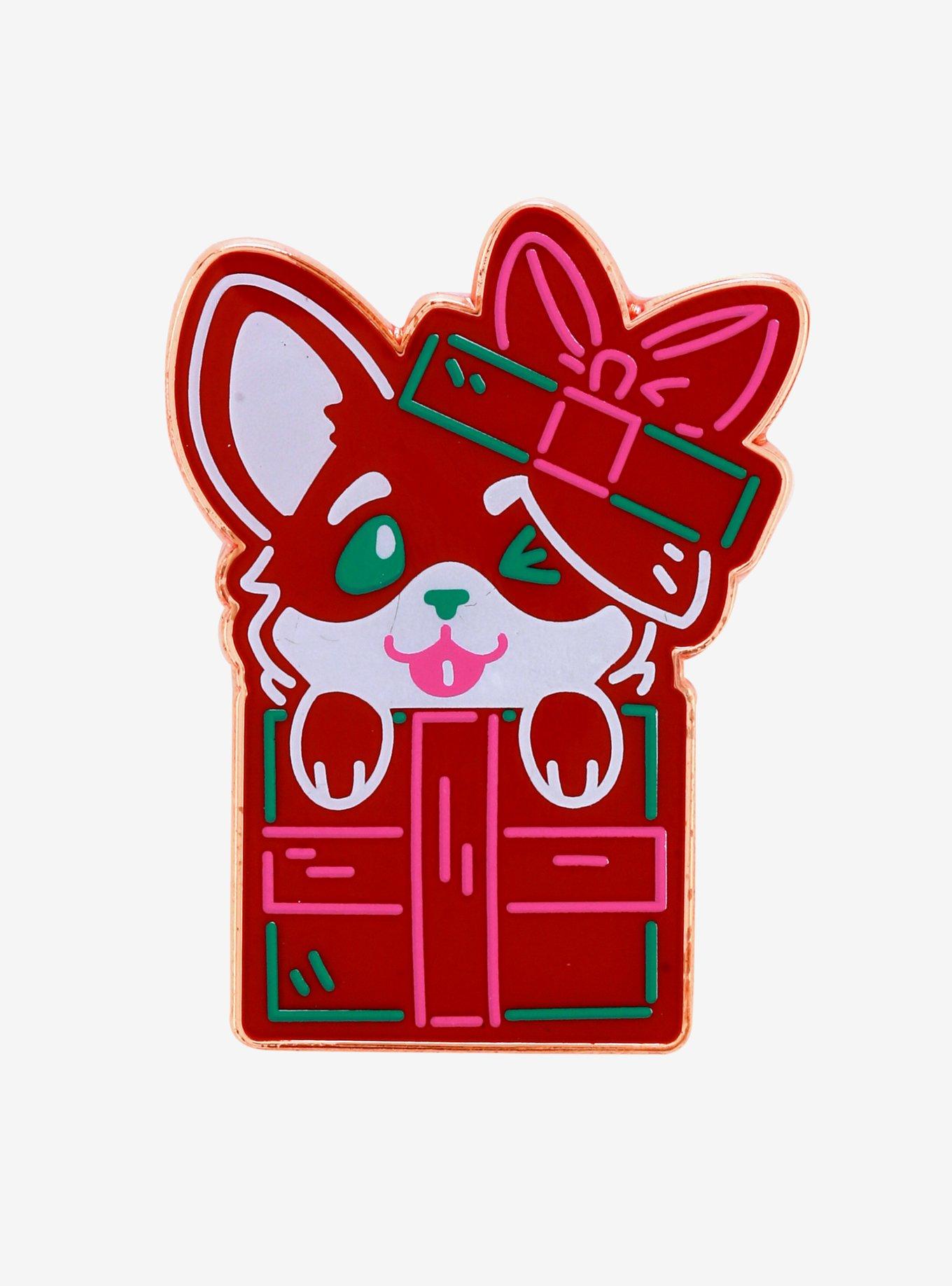 Gingerbread Corgi Enamel Pin, , hi-res