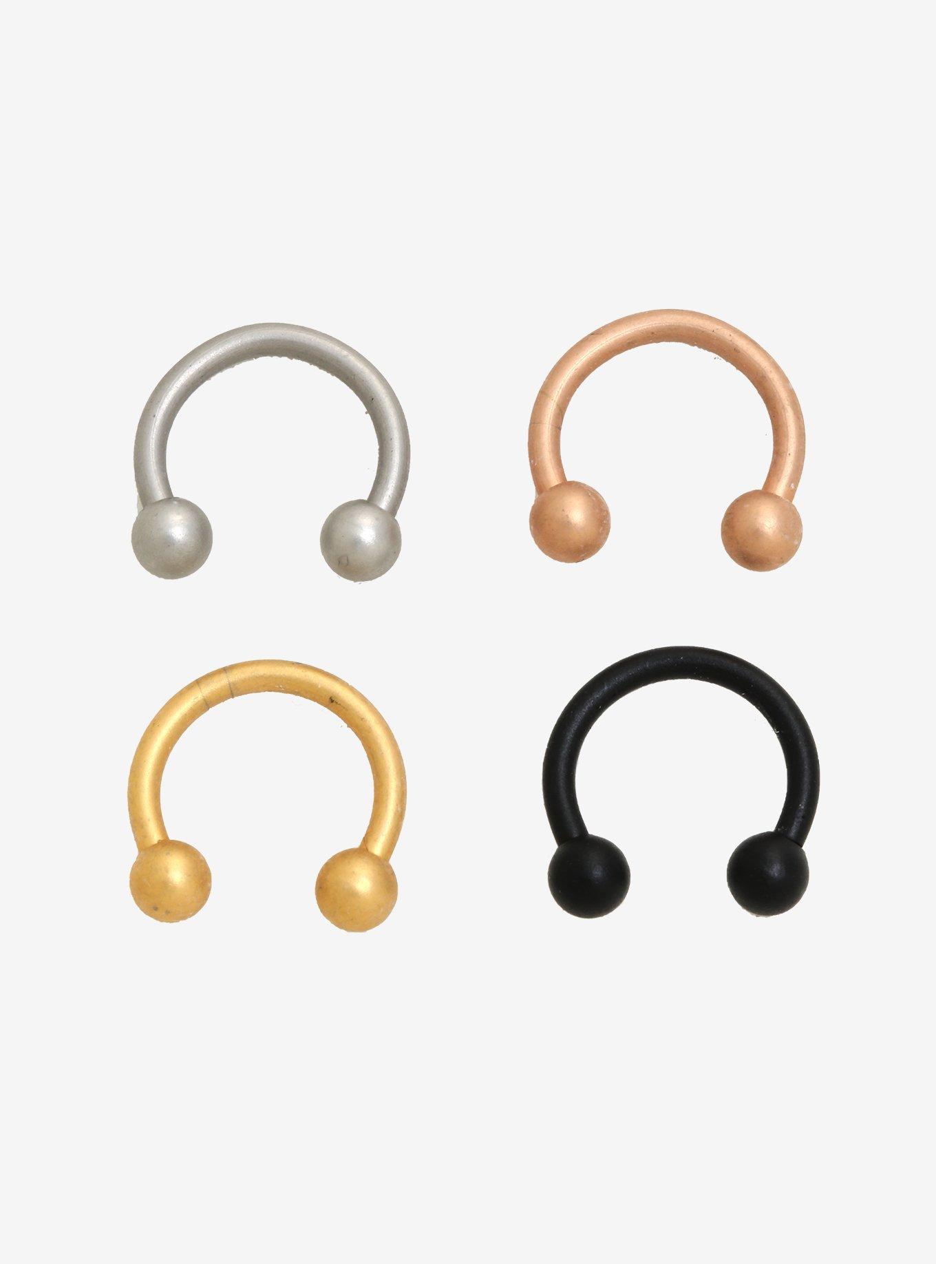 Steel Mixed Metal Matte Circular Barbell 4 Pack, MULTI, hi-res