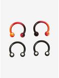 Steel Metallic Orange Ombre & Black CZ Curved Barbell 4 Pack, MULTI, hi-res