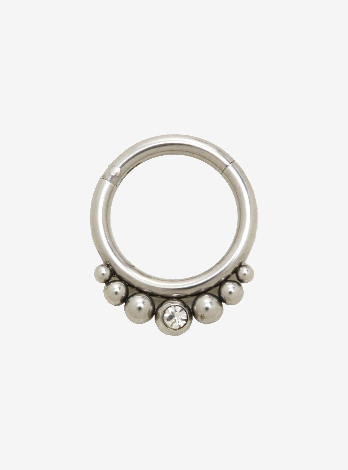 Steel Multi Ball Septum Clicker, SILVER, hi-res