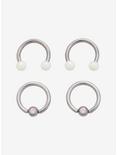 Steel Opal Captive Hoop & Circular Barbell 4 Pack, MULTI, hi-res
