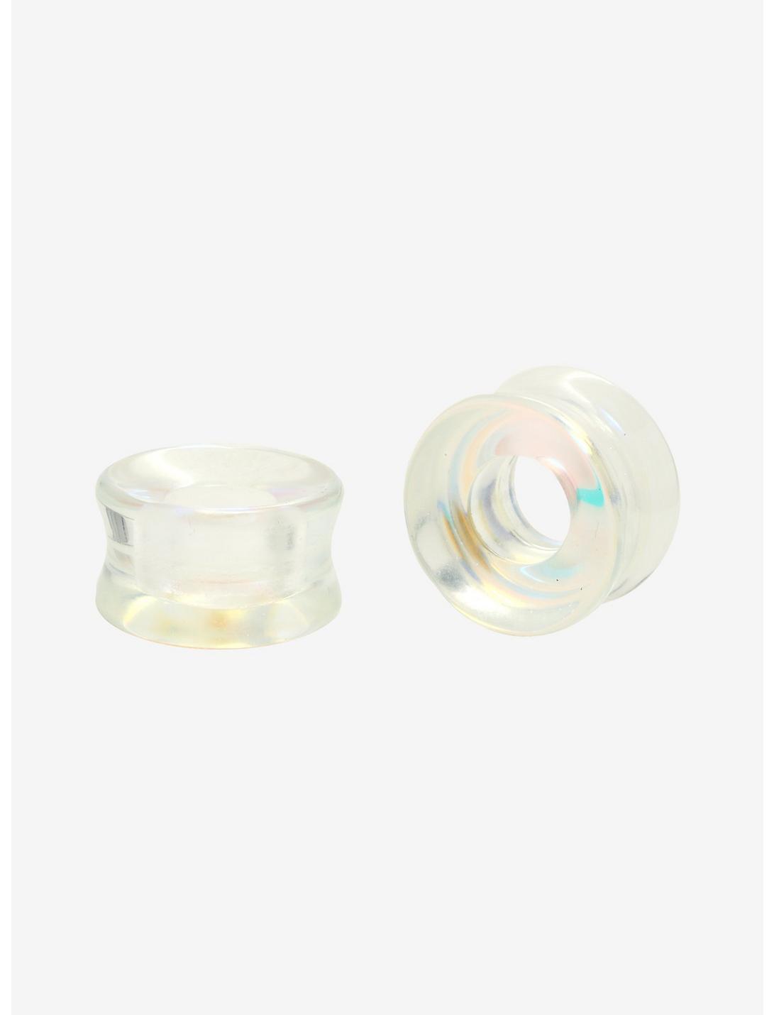 Glass Iridescent Tunnel Plug 2 Pack, CLEAR, hi-res