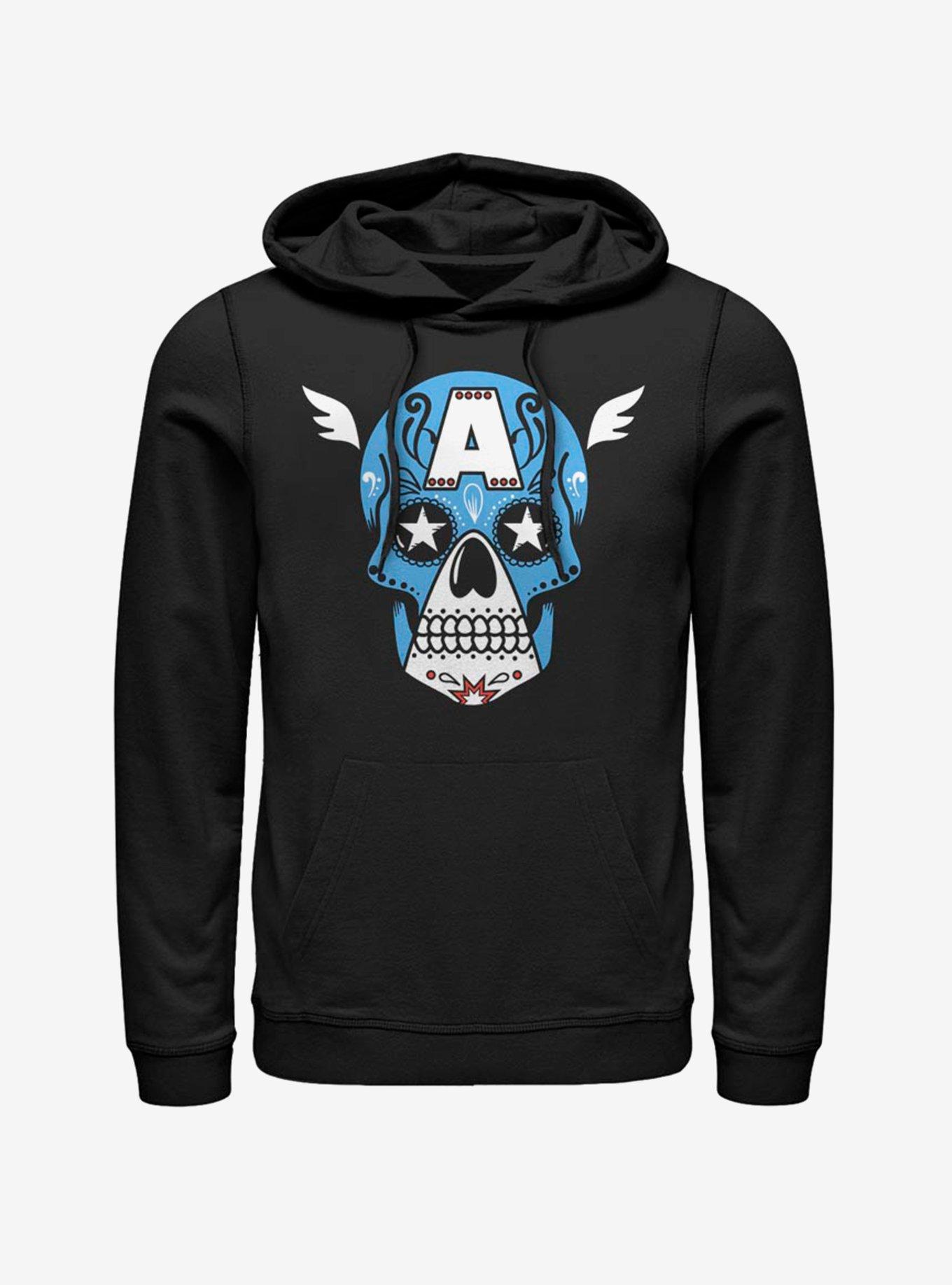 Marvel Captain America Sugar Skull Hoodie, BLACK, hi-res