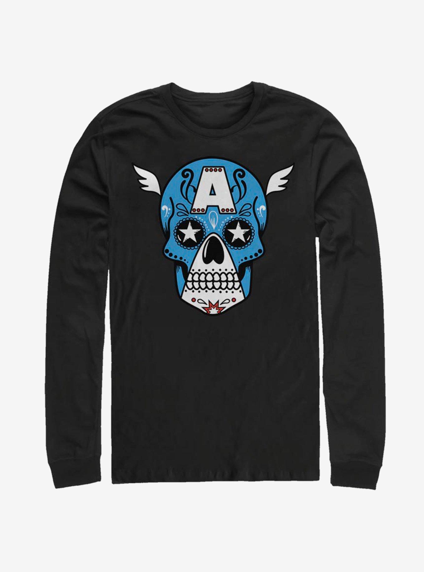 Marvel Captain America Sugar Skull Long-Sleeve T-Shirt, , hi-res