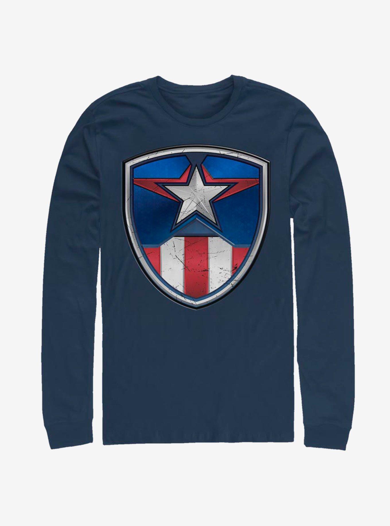 Marvel Captain America Captain Crest Long-Sleeve T-Shirt, NAVY, hi-res