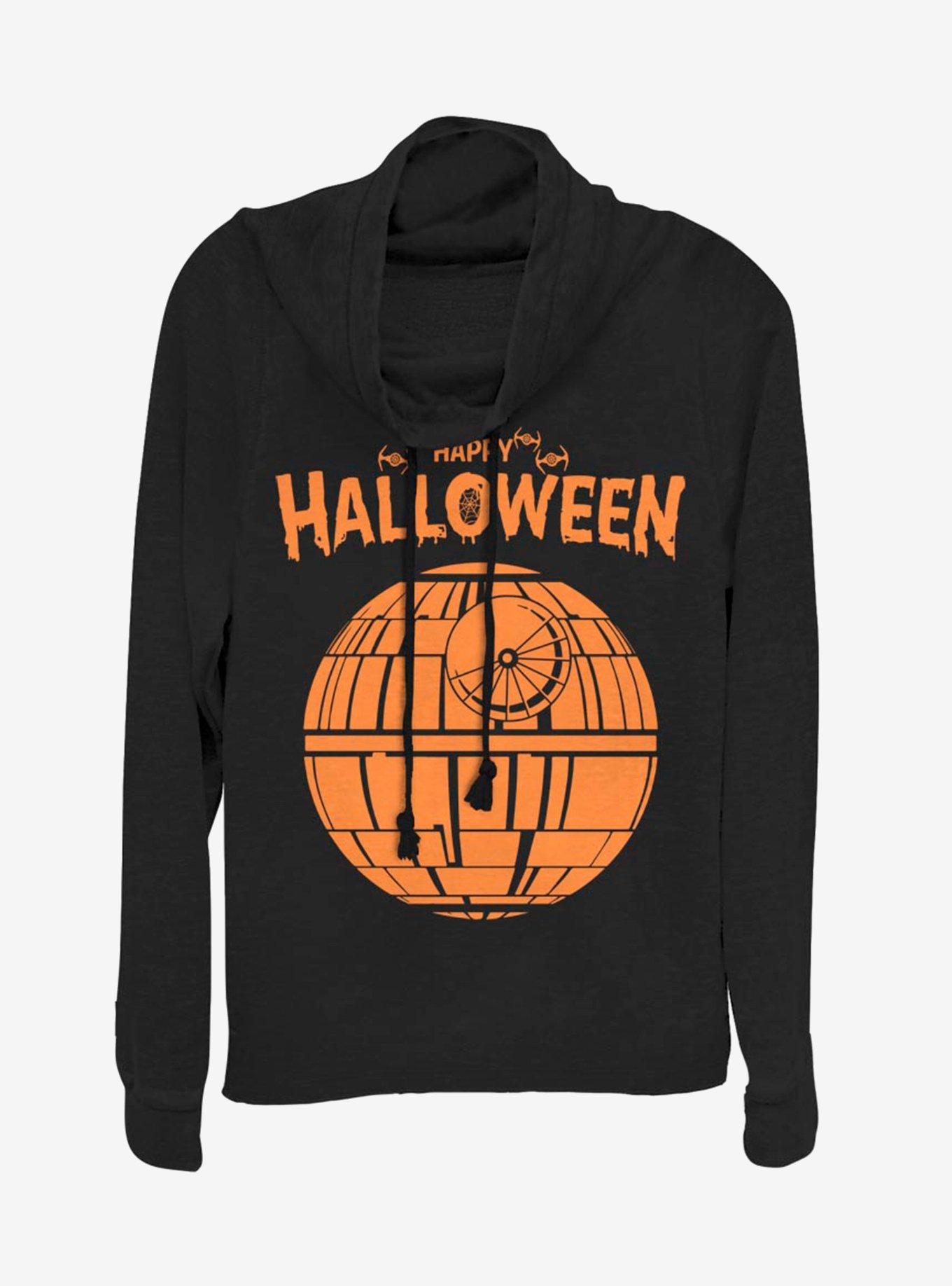 Star Wars Happy Death Star Cowl Neck Long-Sleeve Girls Top, BLACK, hi-res