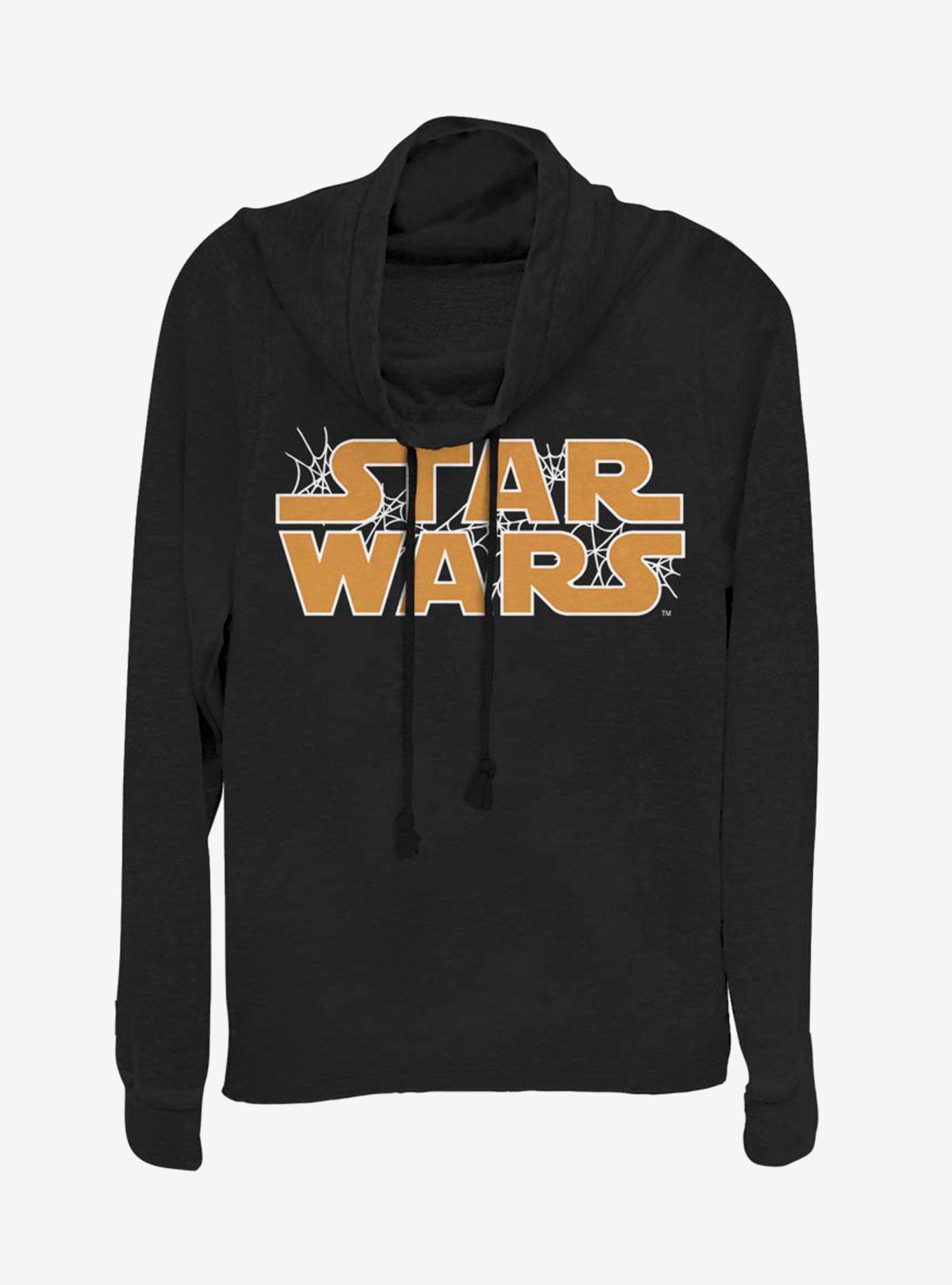 Star Wars Web Logo Cowl Neck Long-Sleeve Girls Top, BLACK, hi-res