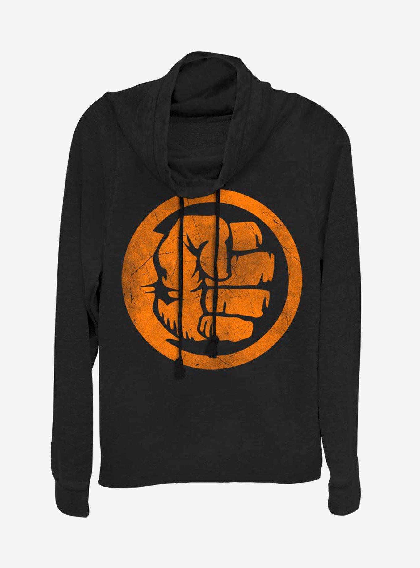 Marvel The Hulk Orange Cowl Neck Long-Sleeve Girls Top, , hi-res