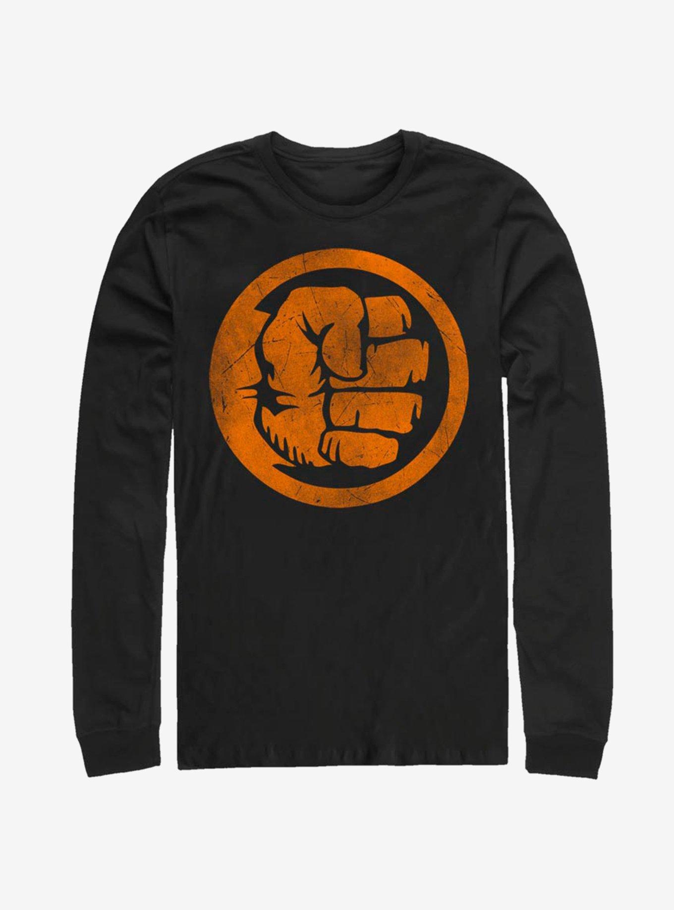 Marvel The Hulk Orange Long-Sleeve T-Shirt, BLACK, hi-res