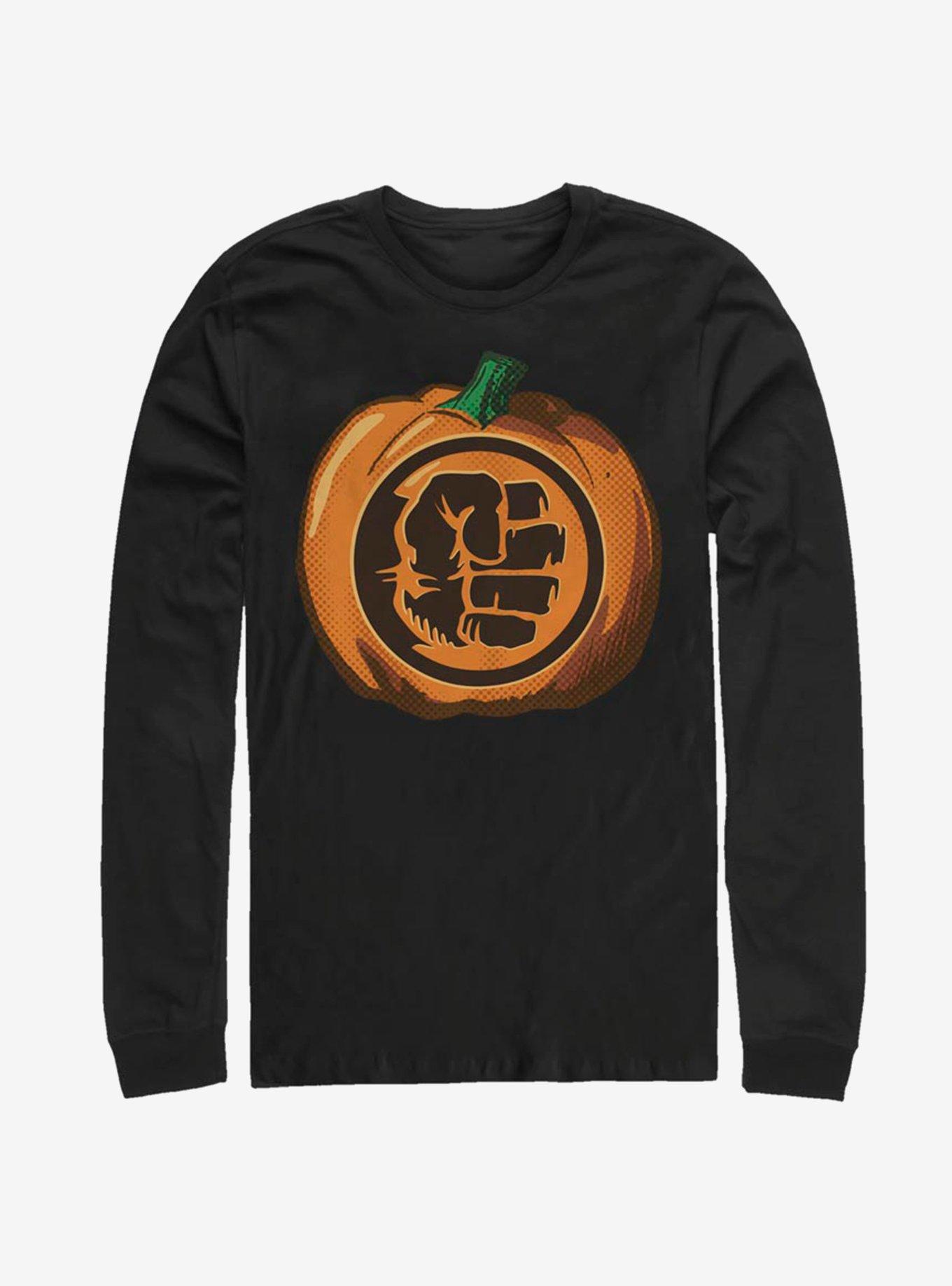 Marvel The Hulk Pumpkin Long-Sleeve T-Shirt, BLACK, hi-res