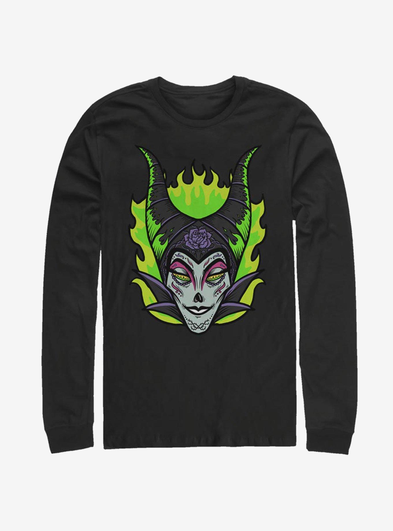 Disney Maleficent Sugar Skull Long-Sleeve T-Shirt, BLACK, hi-res