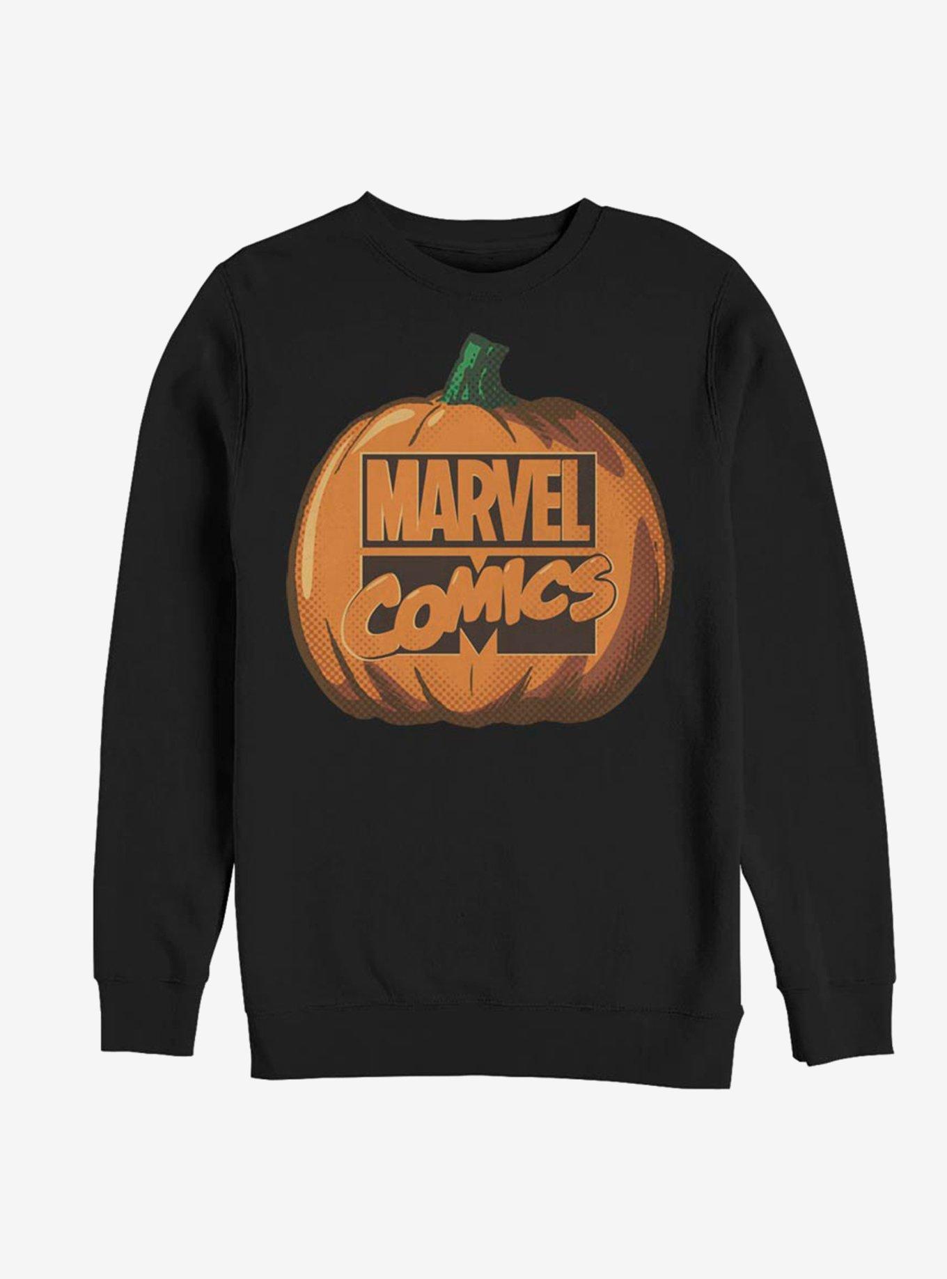 Marvel Logo Pumpkin Sweatshirt, BLACK, hi-res