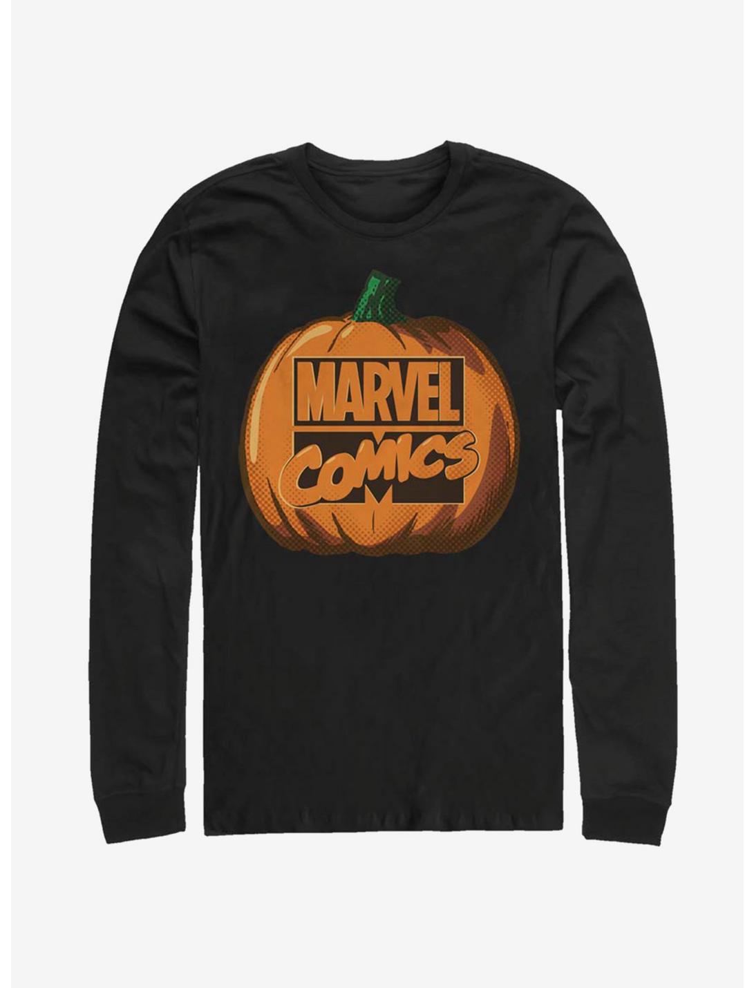 Marvel Logo Pumpkin Long-Sleeve T-Shirt, BLACK, hi-res