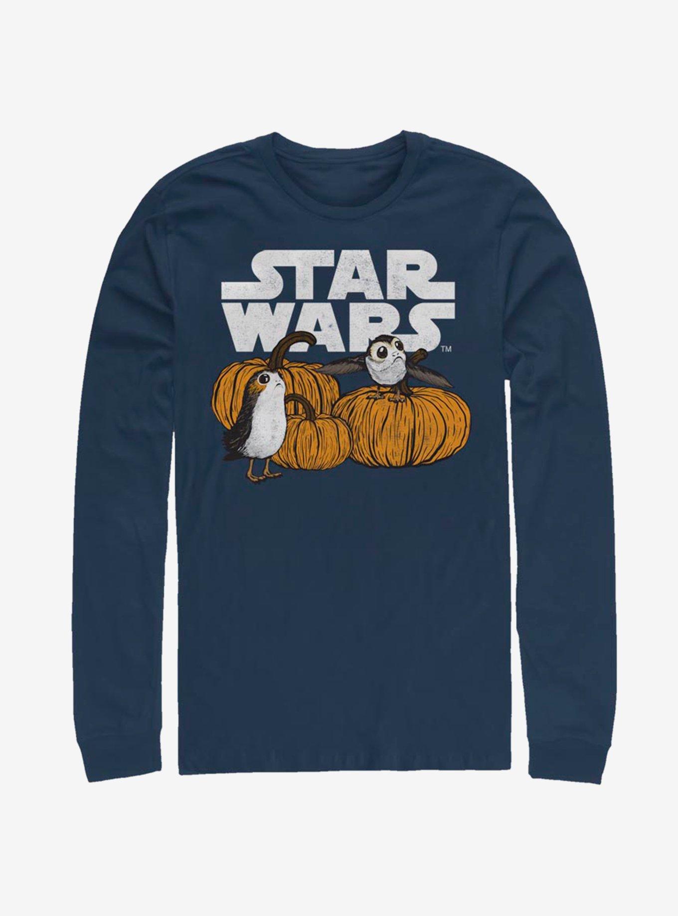 Star Wars Episode VIII The Last Jedi Pumpkin Patch Porg Long-Sleeve T-Shirt, NAVY, hi-res
