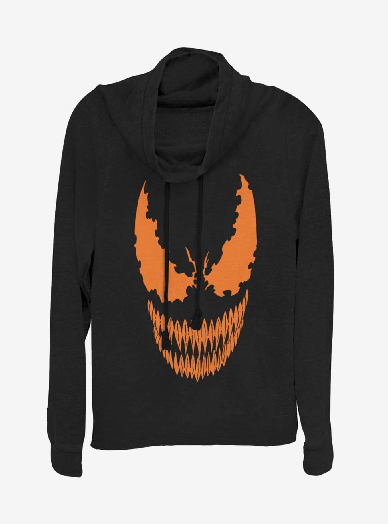 Marvel Venom Venom Face Pumpkin Cowl Neck Long-Sleeve Girls Top, , hi-res
