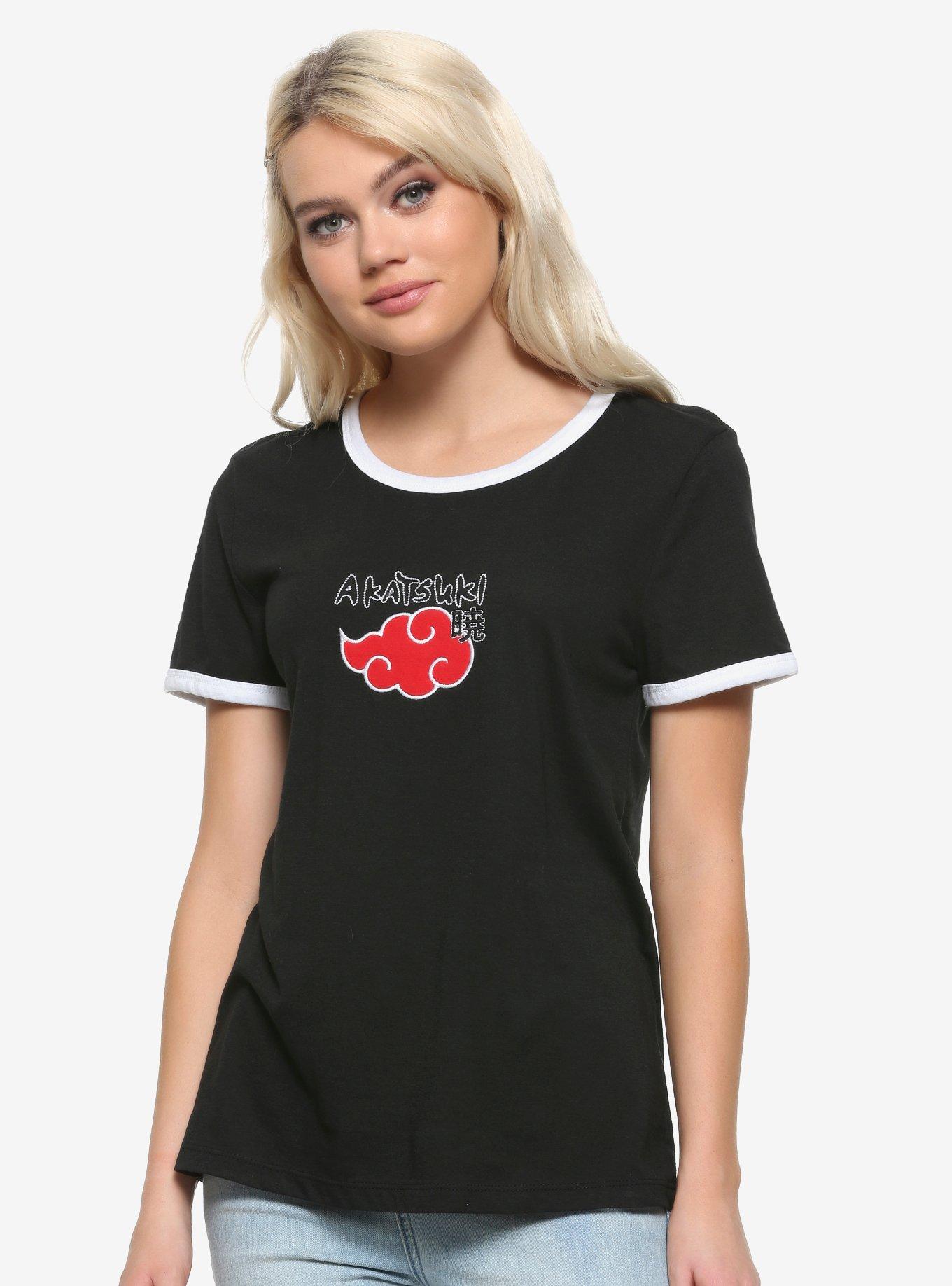 Naruto Shippuden Embroidered Akatsuki Cloud Girls Ringer T-Shirt, MULTI, hi-res