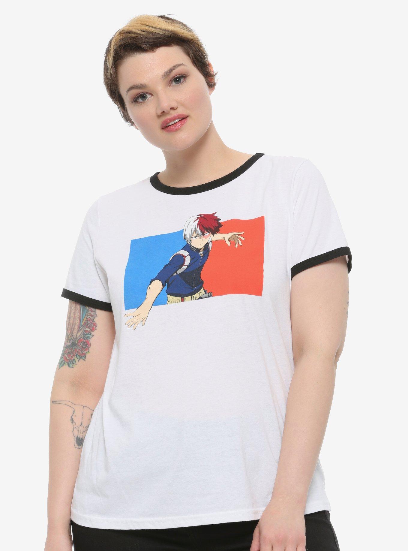 My Hero Academia Shoto Todoroki Girls Ringer T-Shirt Plus Size, MULTI, hi-res