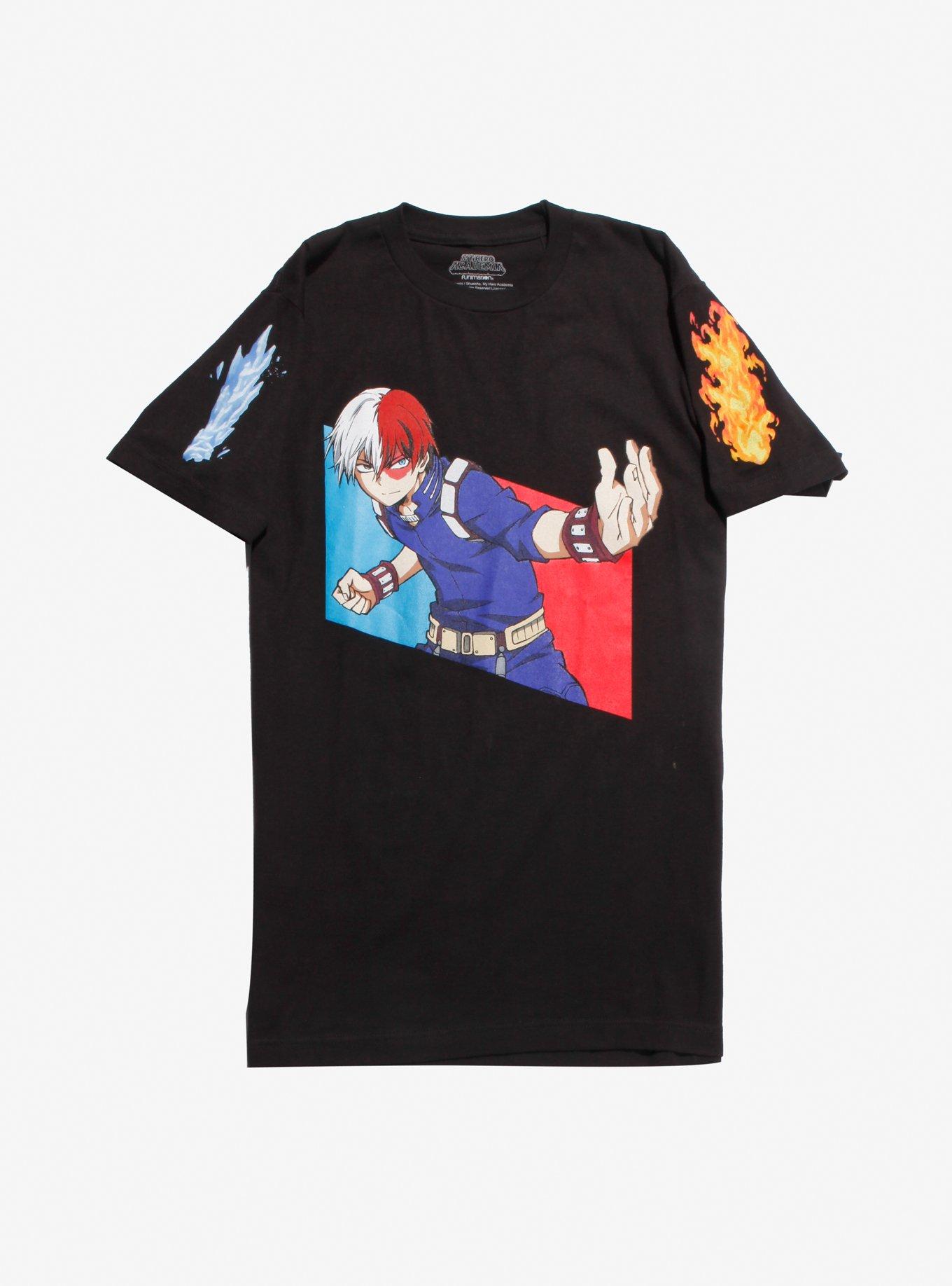 My Hero Academia Shoto Todoroki Fire & Ice Sleeves T-Shirt, BLACK, hi-res