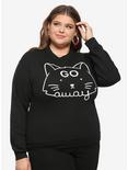 Go Away Cat Girls Sweatshirt Plus Size, WHITE, hi-res