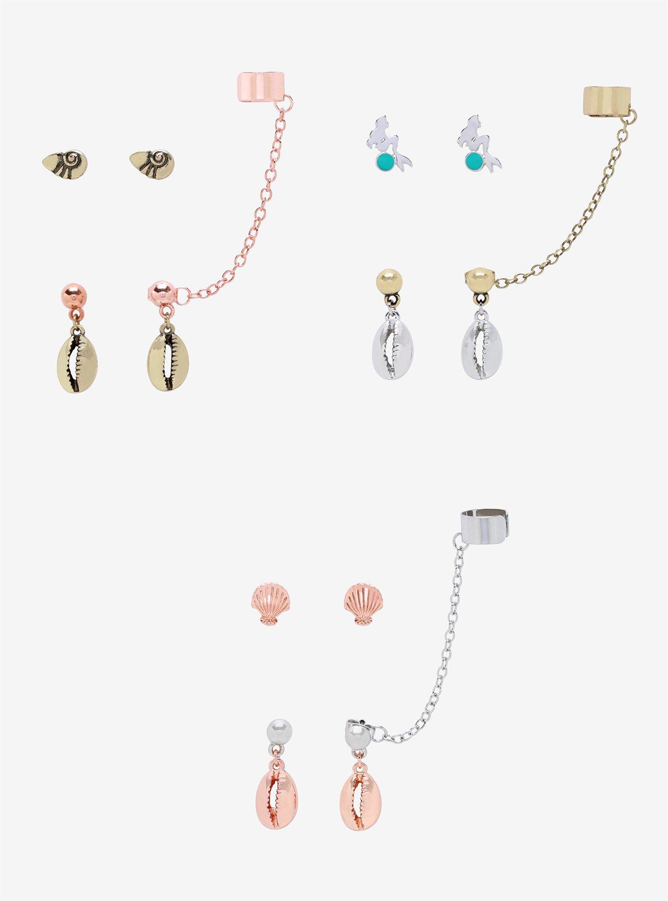 Disney The Little Mermaid Cowrie Shell Cuff Earring Set, , hi-res