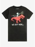 T-Rex & Alien We Out Here T-Shirt, BLACK, hi-res