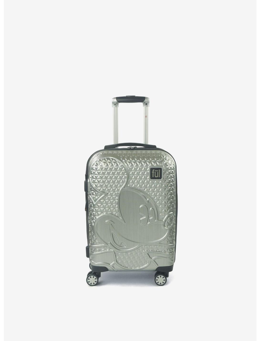 FUL Disney Mickey Mouse Silver Textured 21 Inch Hardside Rolling Luggage, , hi-res