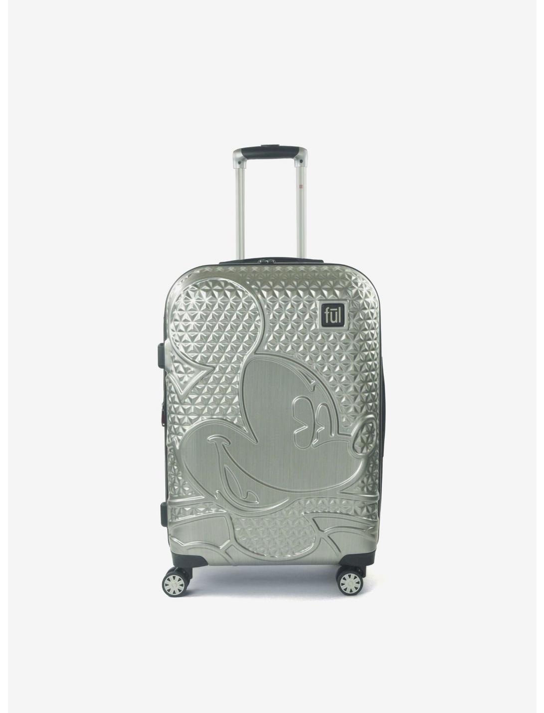 FUL Disney Mickey Mouse Silver Textured 25 Inch Hardside Rolling Luggage, , hi-res
