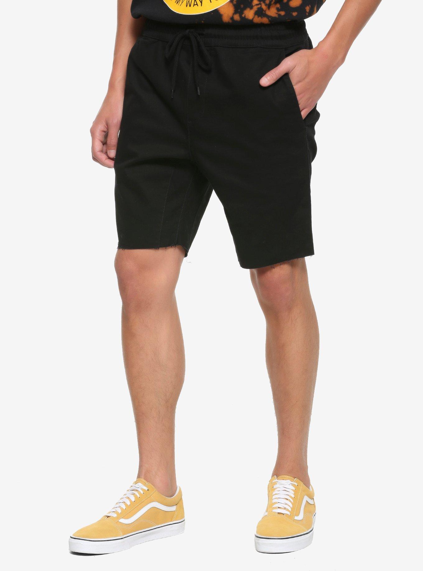 HT Denim Black Jogger Shorts, BLACK, hi-res