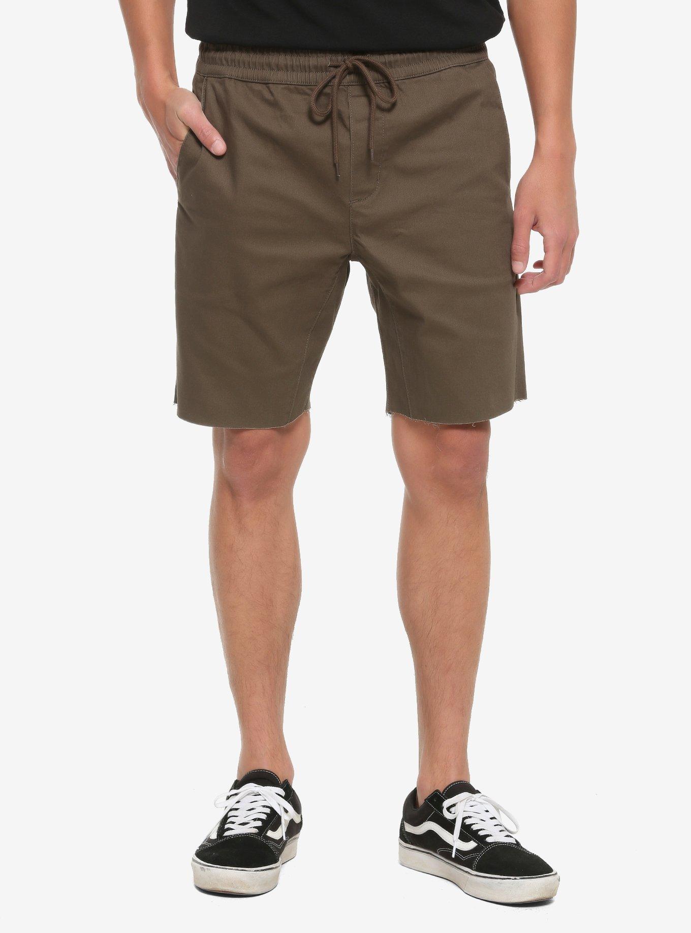 HT Denim Brown Jogger Shorts | Hot Topic