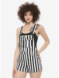 HT Denim Black & White Stripe Shortalls, STRIPE -BLACK, hi-res