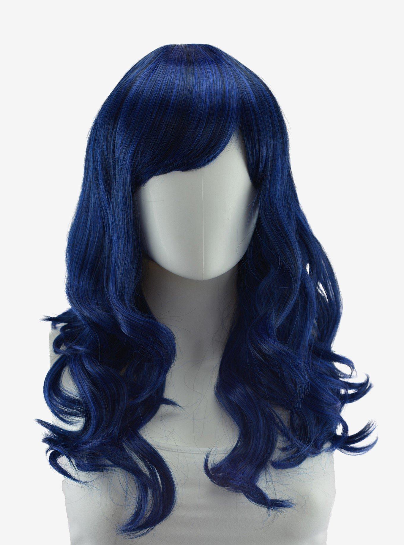 Epic Cosplay Hestia Blue Black Fusion Shoulder Length Curly Wig, , hi-res