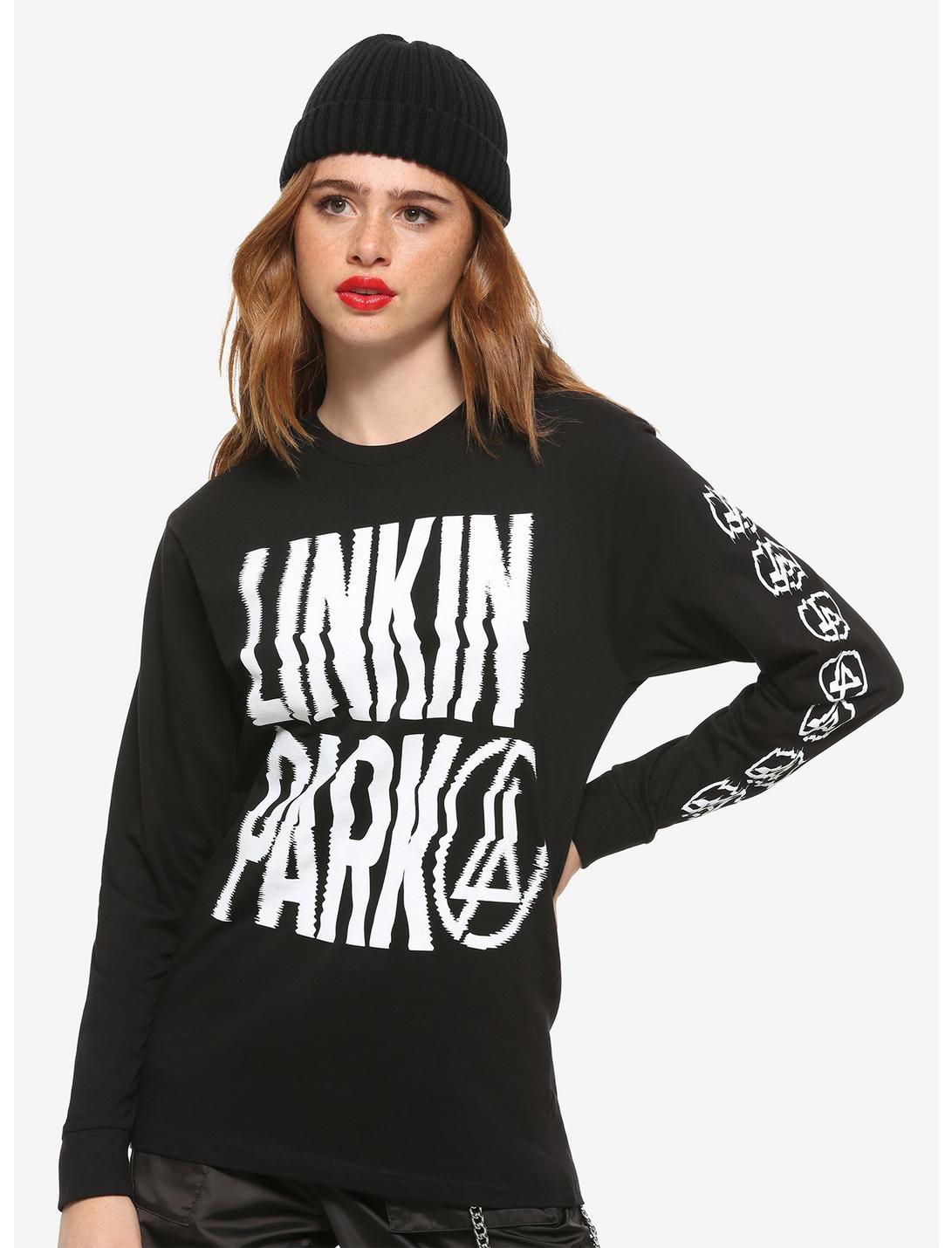 Linkin Park Distorted Logo Girls Long-Sleeve T-Shirt, BLACK, hi-res