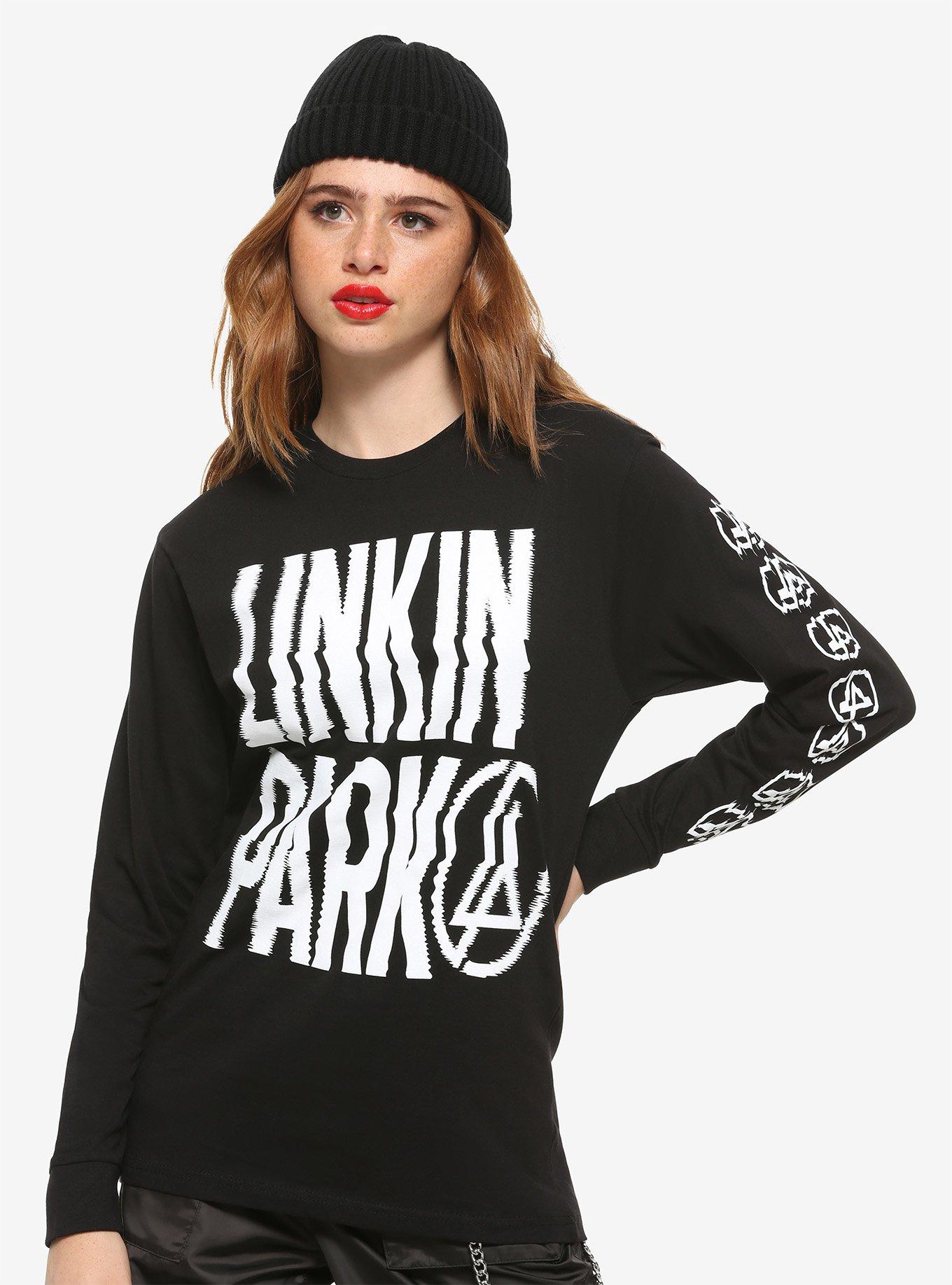 Linkin Park Distorted Logo Girls Long-Sleeve T-Shirt, BLACK, hi-res