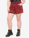 HT Denim Ultra Hi-Rise Washed Red Vintage Cut-Off Shorts Plus Size, ACID, hi-res