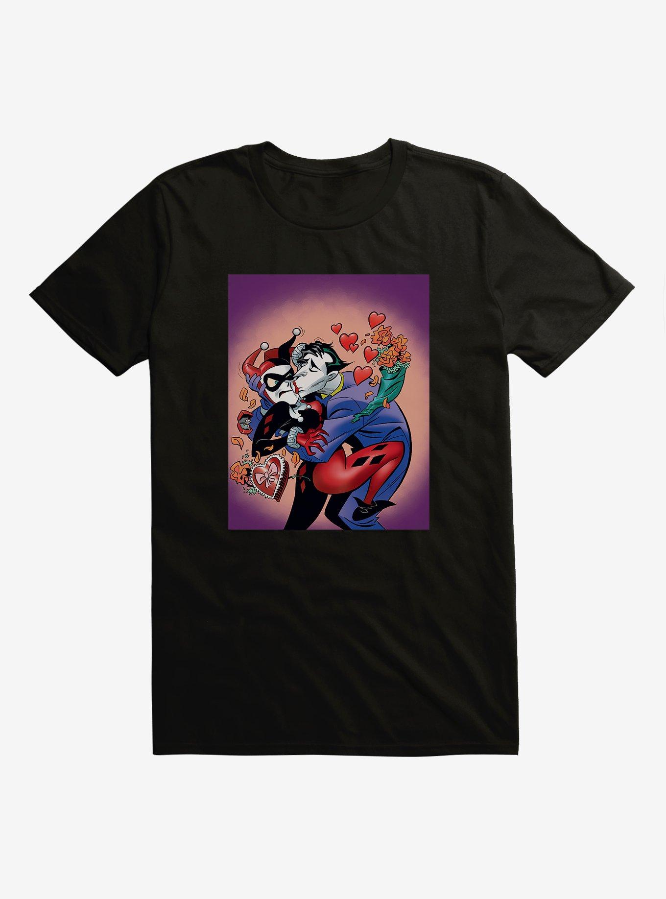 DC Comics Batman Harley Quinn The Joker Valentines T-Shirt, BLACK, hi-res