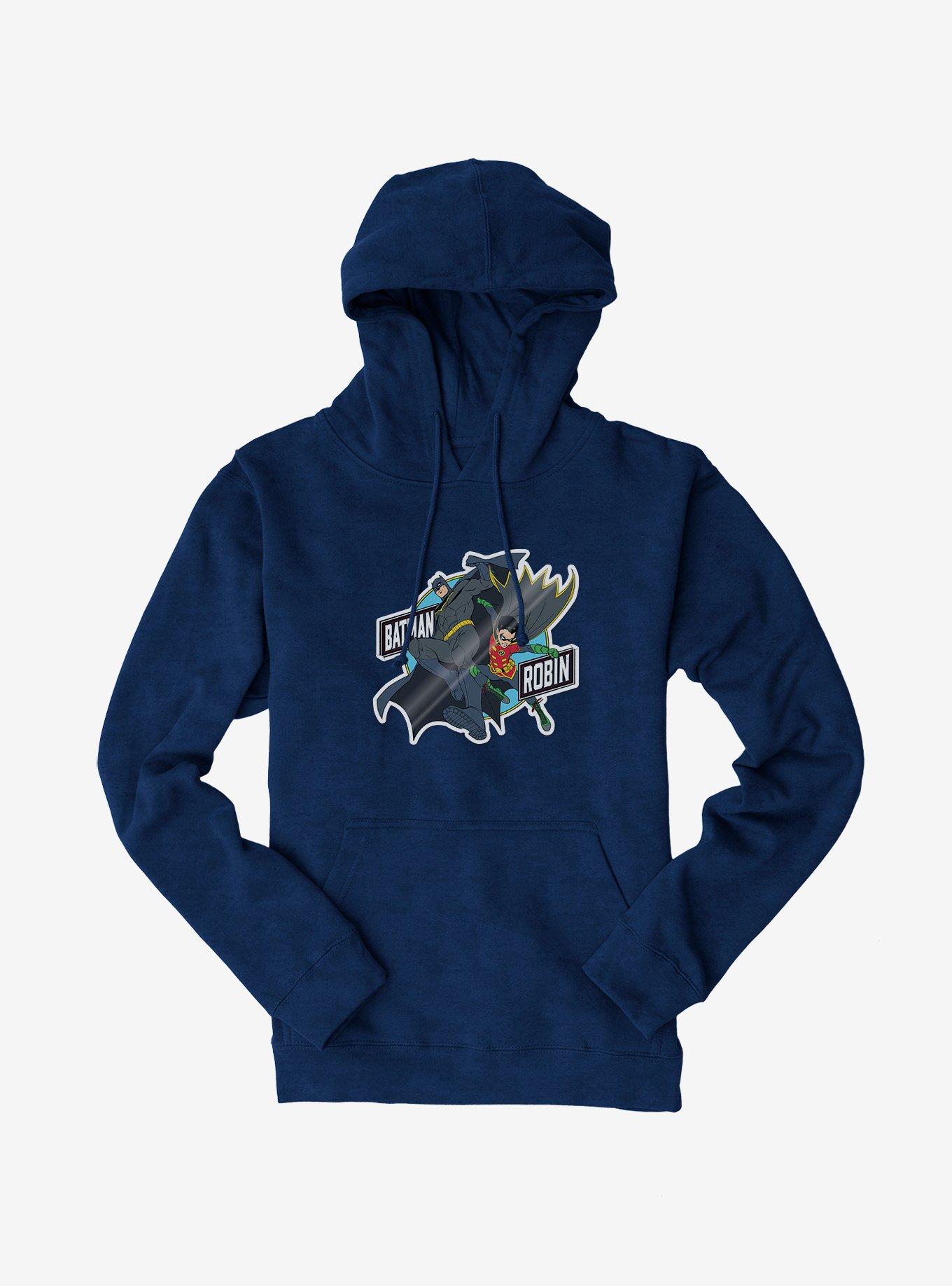 Batman Classic Batman And Robin Attack Hoodie, NAVY, hi-res