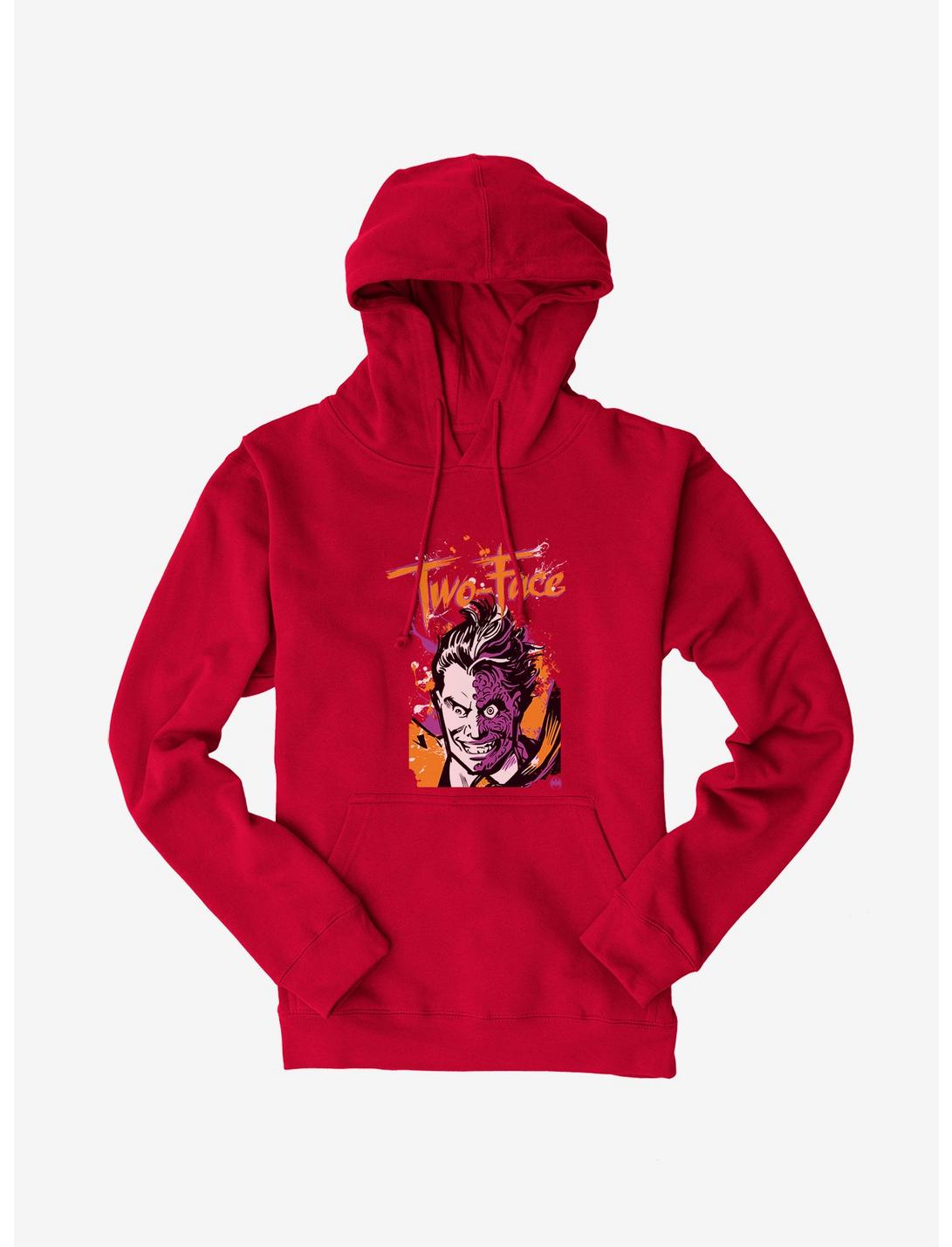 Batman Two-Face Close Up Hoodie, RED, hi-res