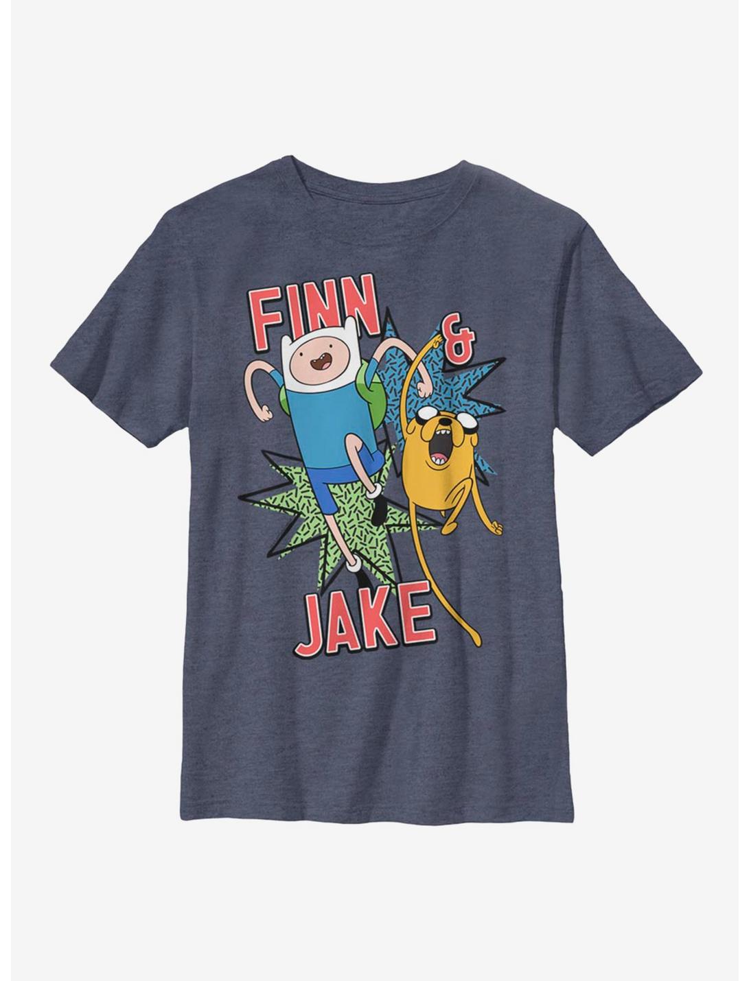 Adventure Time Jake And Finn Youth T-Shirt, NAVY HTR, hi-res