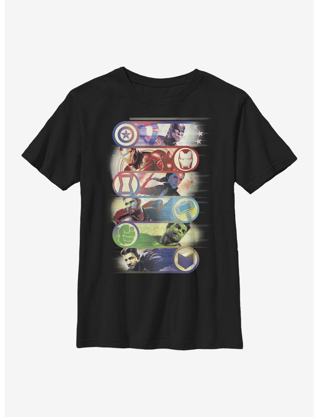 Marvel Avengers Group Badge Youth T-Shirt, BLACK, hi-res