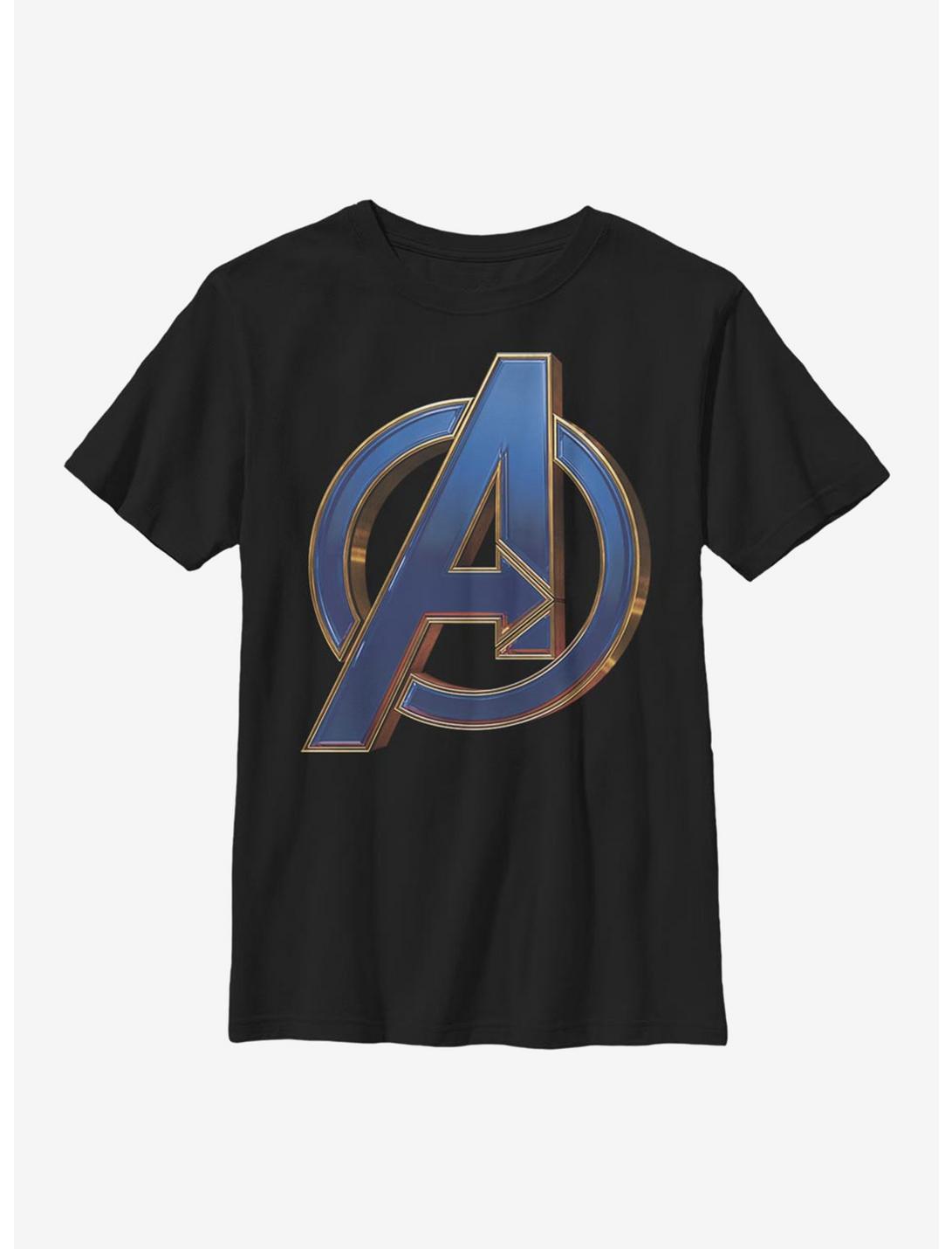 Marvel Avengers Classic Blue Logo Youth T-Shirt, BLACK, hi-res
