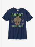 Marvel Guardians Of The Galaxy Groot Identification Youth T-Shirt, NAVY, hi-res