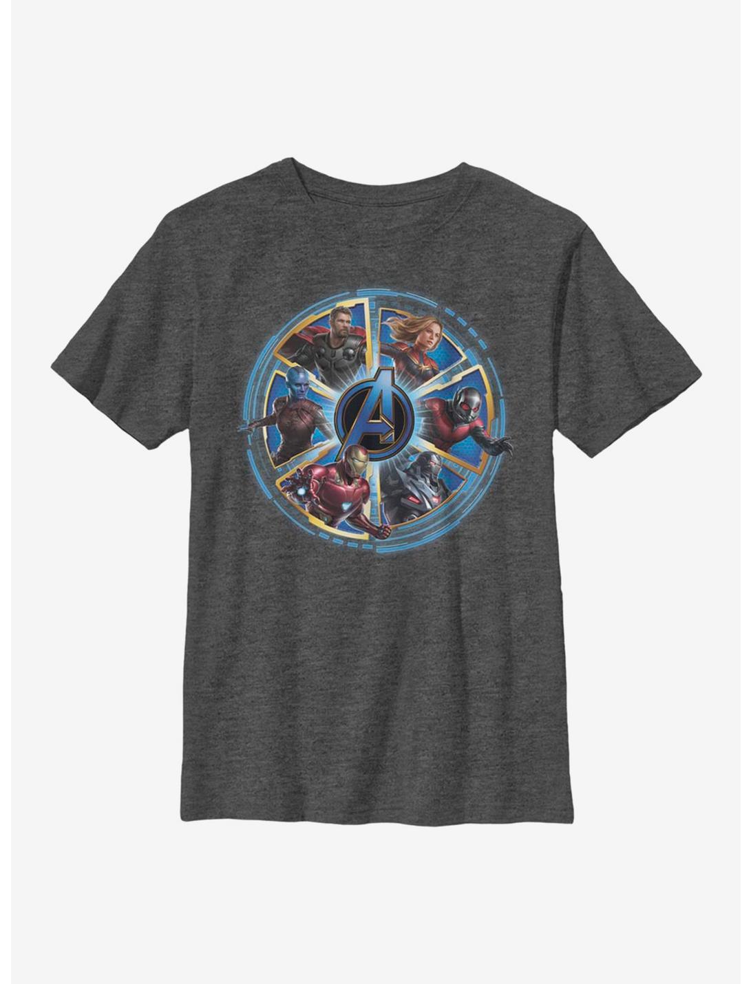 Marvel Avengers Circle Heroes Youth T-Shirt, CHAR HTR, hi-res